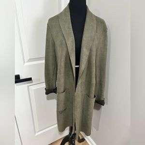 Premise Studio Faux Leather Long Blazer